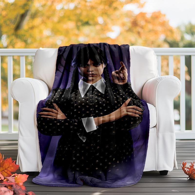 Wednesday Theme Printed Blanket - Perfect for Couch, Bed, Travel & Outdoor Use | Machine Washable, Cozy & Durable.