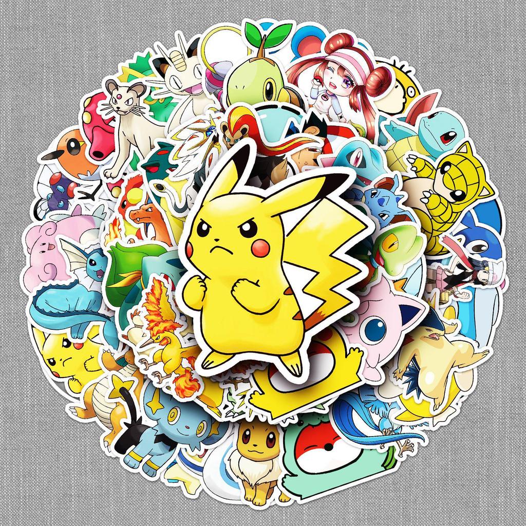 50-Pack Waterproof Anime Pokémon Cartoon Sticker Set for Suitcases, Cars, Guitars, Scooters, and Phones.