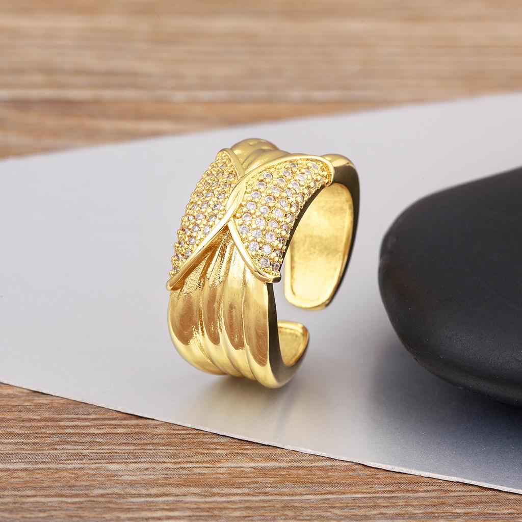 Nidin High Quality Shine Zircon Irregular Geometric Open Rings Adjustable For Female Male Personality Finger Jewelry Party Gifts