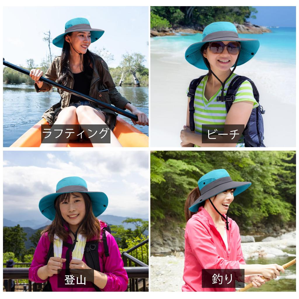 Sun Hat UV Protection Sunscreen Safari Wide Brim Rain Ponytail Chin UV [Hamist] - Hat, Hat, Hat, Hat, Hat, Hole, Strap, Adjustable, Protection,
