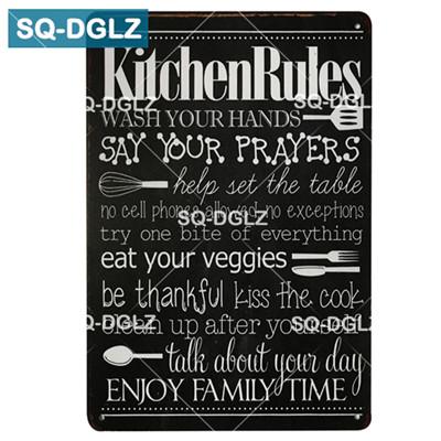SQDGLZ Hand Painted KITCHEN Metal Sign Bar Wall Decor Tin Sign Vintage Home Decor Painting Plaques Art Blackboard Poster