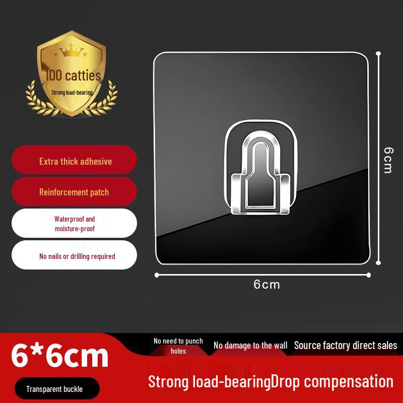 Seamless No-Drill Adhesive Interlocking Hooks for Bathroom & Kitchen - Strong, Transparent, Multifunctional Hooks