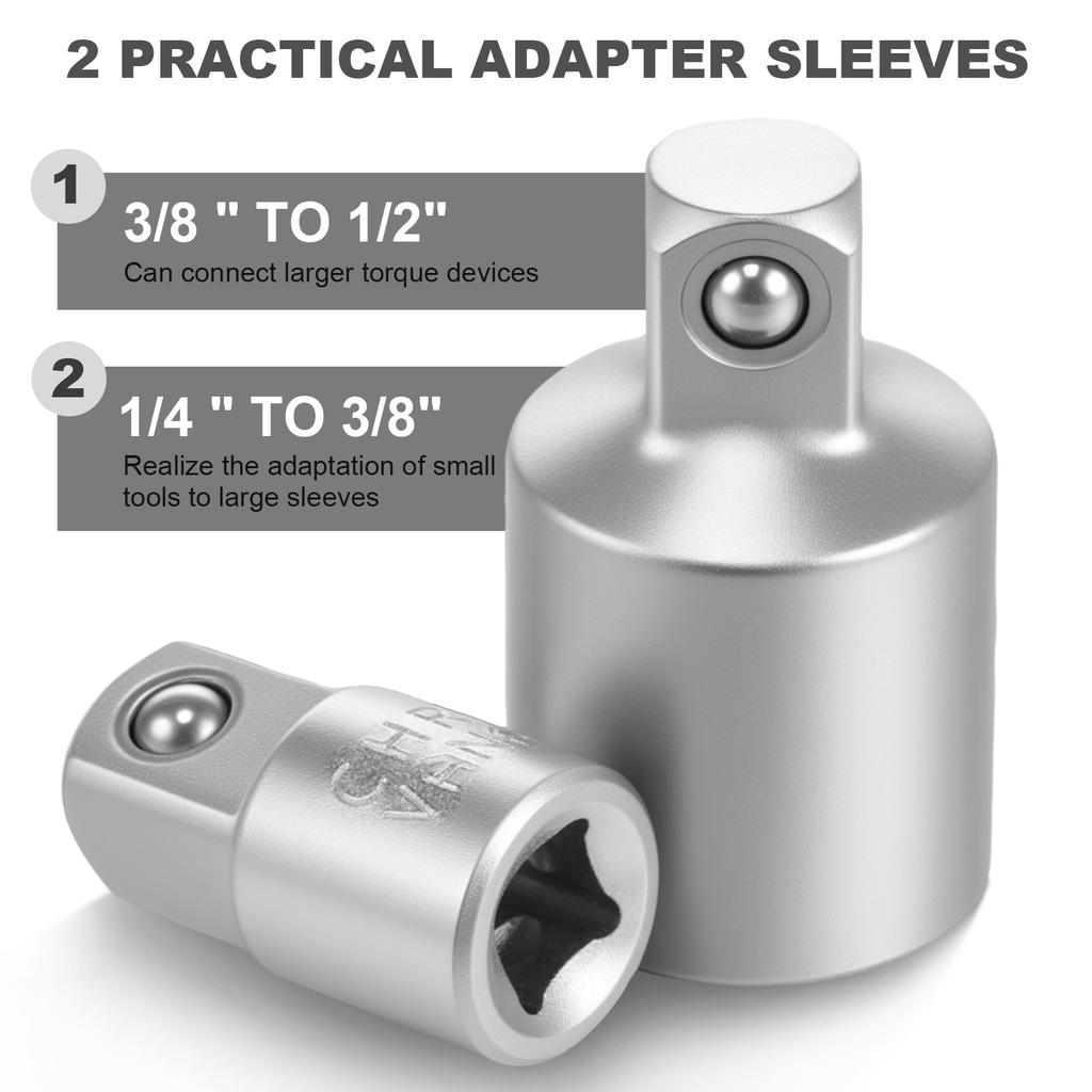 3/8" Drive Socket Set Impact Nut Driver Set Deep Sockets CRV Socket Wrench Set Ratchet Socket Bit Head Adapter for Torque Spanne