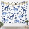 Dschungeltiere Wandteppich Elefant Löwe Giraffe Wandkunst Für Kinder Jungen Mädchen Jäger Blau Rost Wildtiere Afrikanische Safari Tier