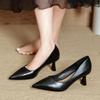 Black High Heels, Thin Heel Temperament, Professional Not Tired Shoes, Soft Leather Pointed Shallow Mouth Single Shoes