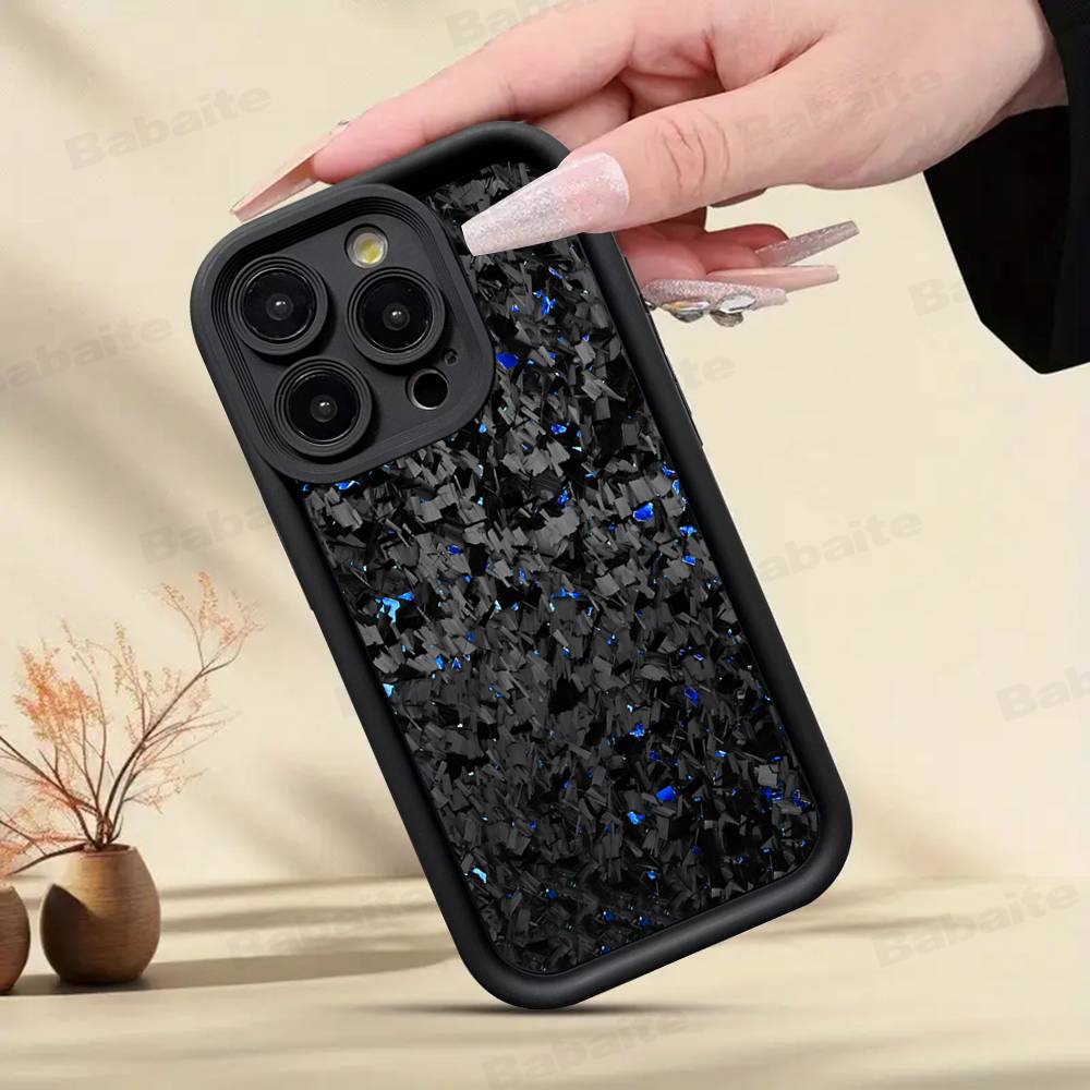 Forged Carbon Fundas Phone Case For IPhone 16 15 14 Plus 13 12 11 17 Pro Max Pro Soft Cover
