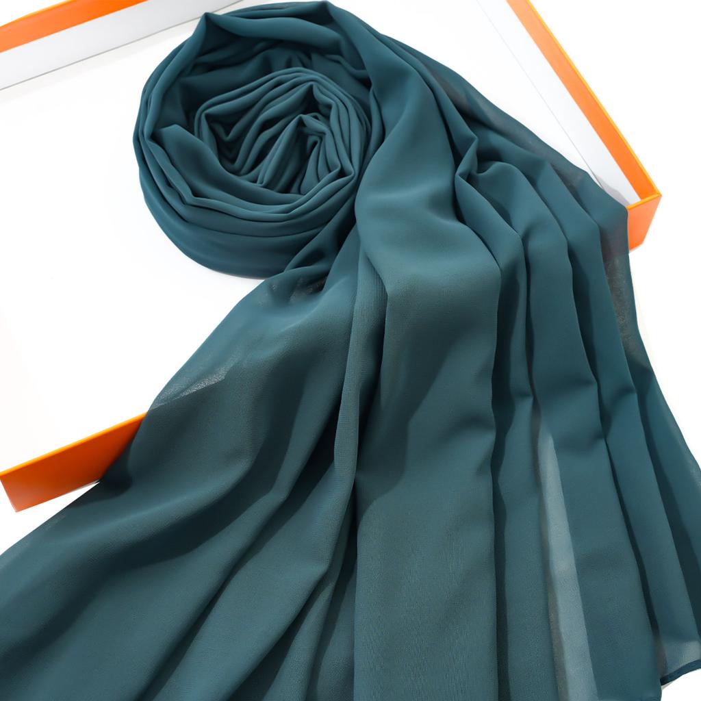 Solid Color Chiffon Scarf Breathable Simple Casual Shawl Hijab Windproof Sunscreen Head Wrap for Women Women Abaya Accessories