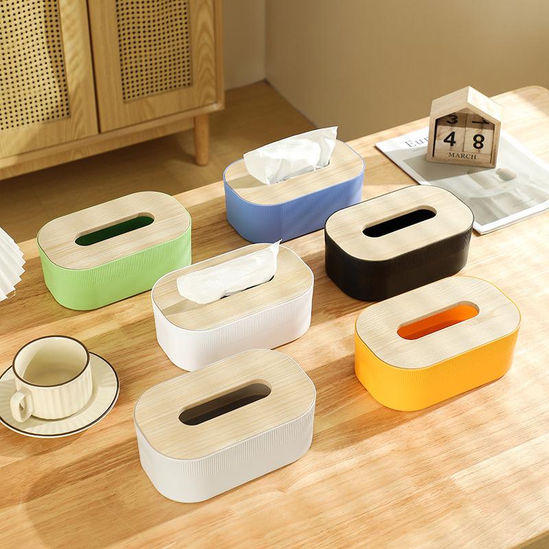 1Pc Nordic Simplicity Style Tissue Box With Wooden Cover Home Living Room Desktop Napkin Box Bathroom Toilet Tissue Box