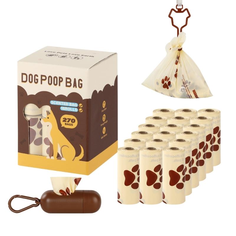 Dog Poop Bag with Milk Scent Clip and Dispenser for Pet Walking, Outings and Travel Easy To Clean