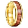 Fashion 8mm Stainless steel Hawaiian Koa Wood Rings For Men WIth Blue Fire Opal Rings Men Wedding Band Jewelry Drop Shipping