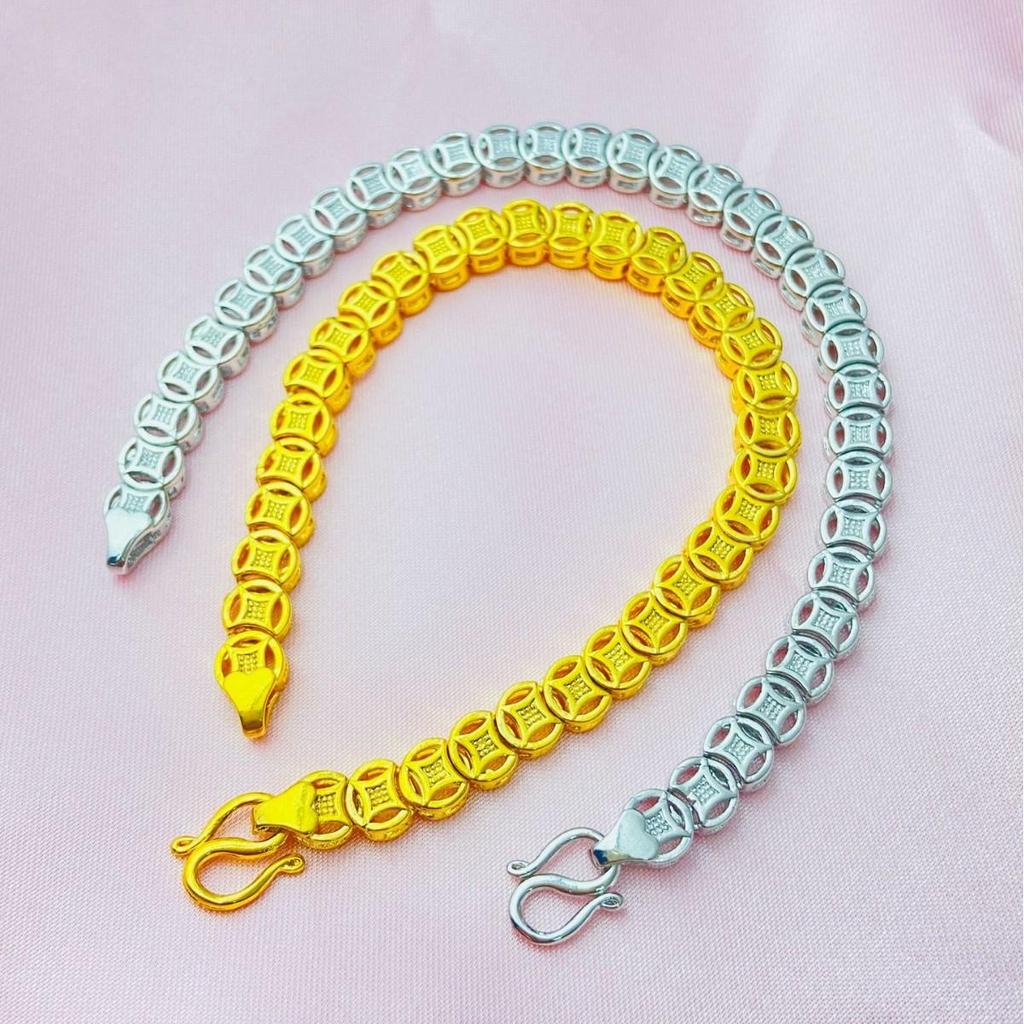 Gold-Toned Luxury Eight Directions Wealth Copper Coin Bracelet