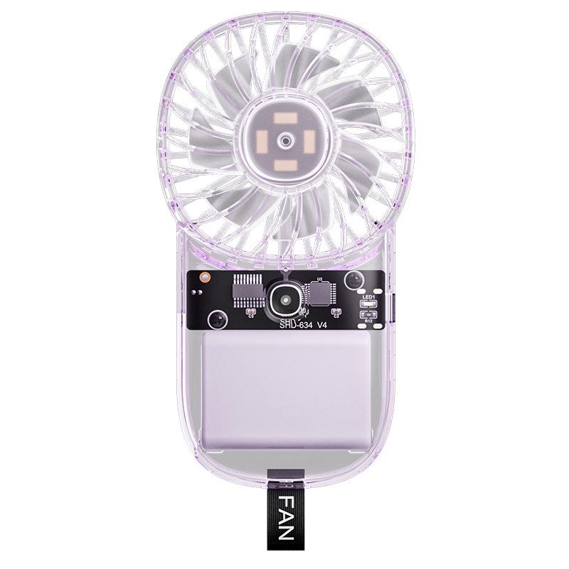 

25-Year Edition: Mini Transparent Handheld & Desktop Rechargeable Fan with Seven-Color Light 68*28*122mm прозрачный/фиолетовый