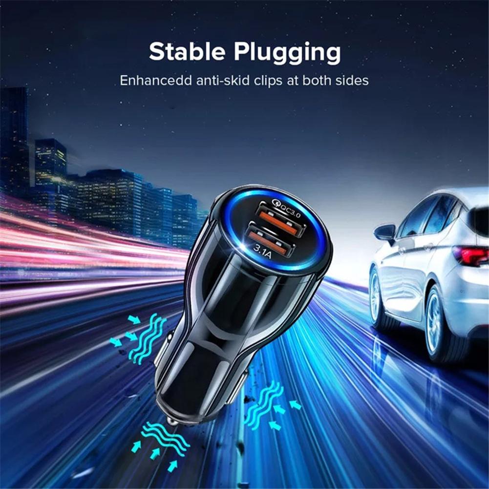 

~ CFLYSH Schnelles Kfz-Ladegerät, QC3.0 Dual-USB-Schnellladeadapter для Mobiltel