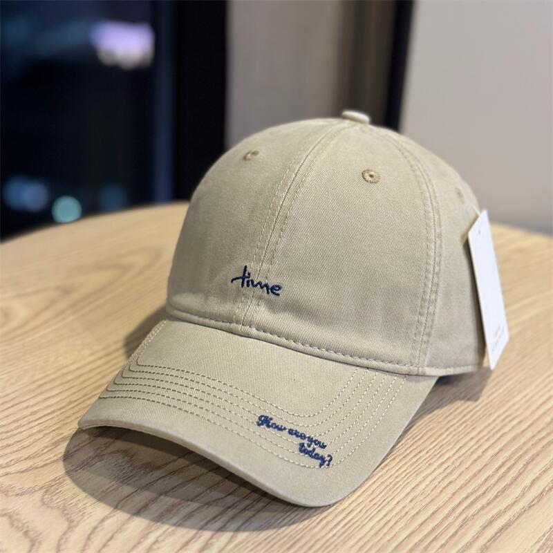 Hat trendy letter embroidered baseball cap for men and women Senli curved brim showing face small street sunscreen sunshade cap