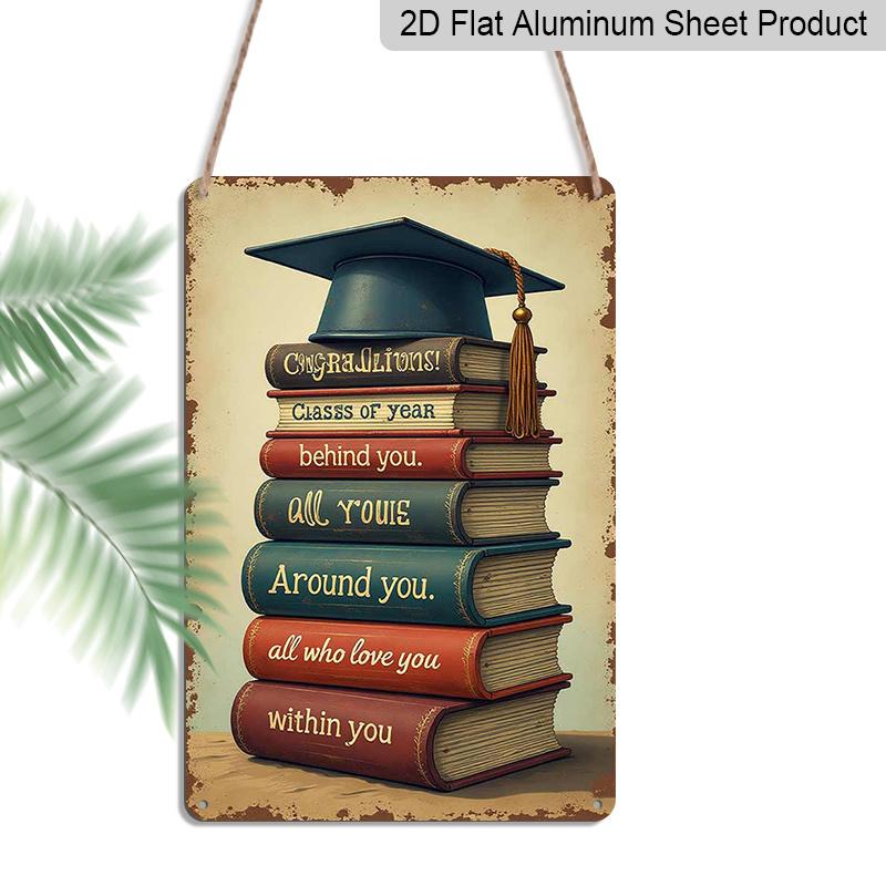 

2D Flat 1pc Retro Graduation Congratulations Sign - Humorous Aluminium Wall Decor Suitable for Home, Office, Club or Outdoor - New Beginnings Gift 20*30cm