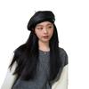 British Leather Beret Hat for Women Versatile Autumn and Winter Large Head Circumference Small Face Small Painter Hat  Literary Retro Trend