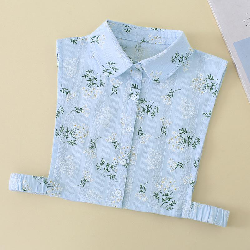Women Cotton Printed Detachable Lapel Fake Collar Shirt White Ruffles False Collar Woman Removable False Blouse Nep Kraagie