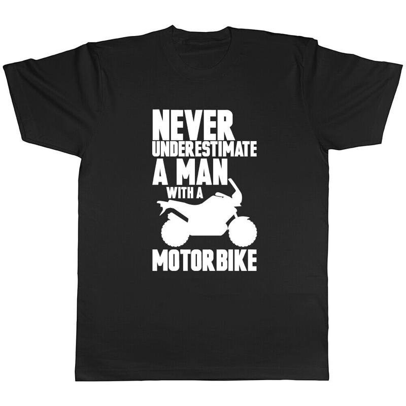 Never Underestimate a Man with a Motorbike Mens T Shirt S разноцветный