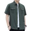JEEP Men's Short-Sleeve Shirt, Summer Men's Workwear Shirt Jacket, Casual Loose Clothing, Men's Wear, Army Green, XL