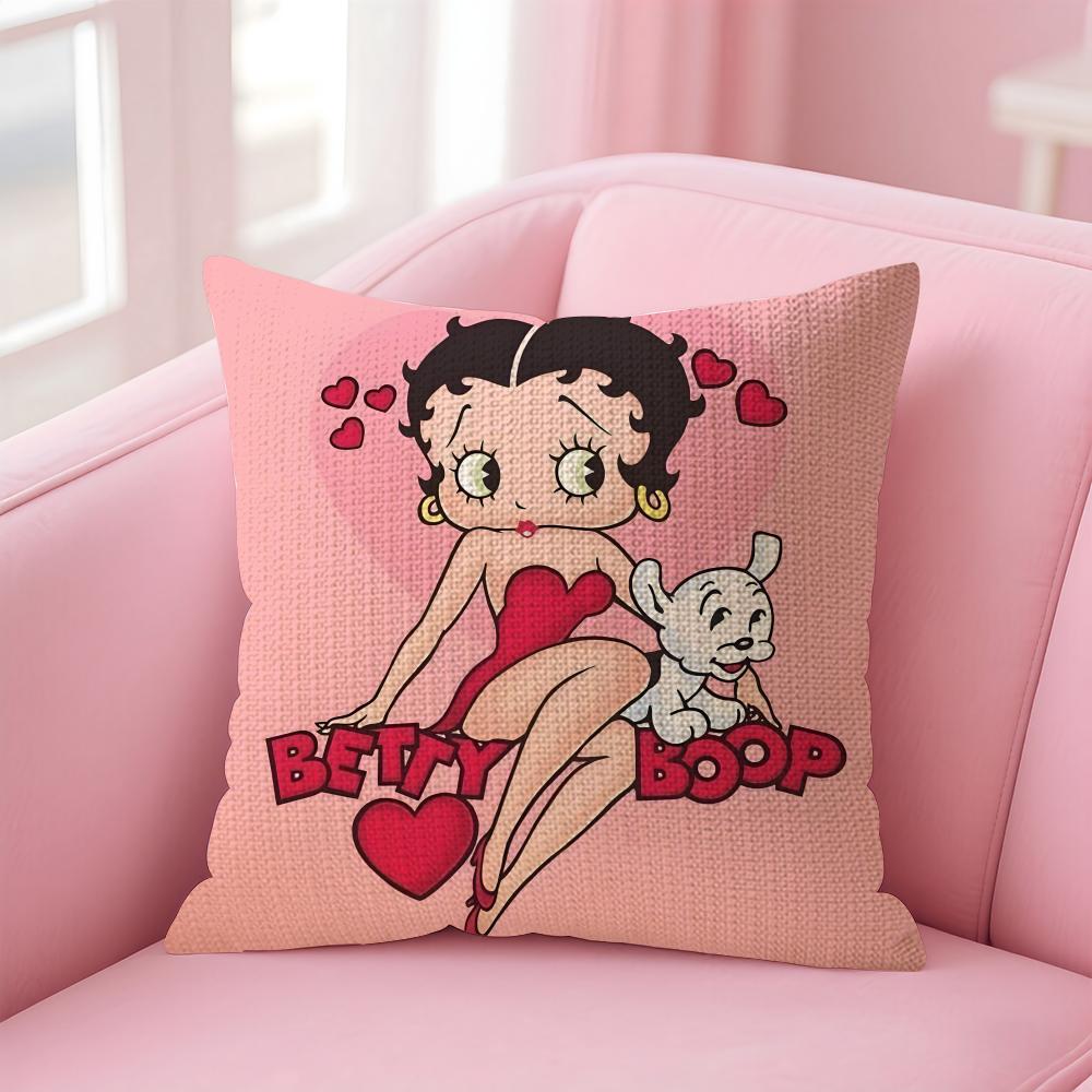 BBetty BoopP Fashion Cushion Cover Natural Linen Pillow Case DoubleSided Print Decorative Sofa Pillowcase Home Decor Gift