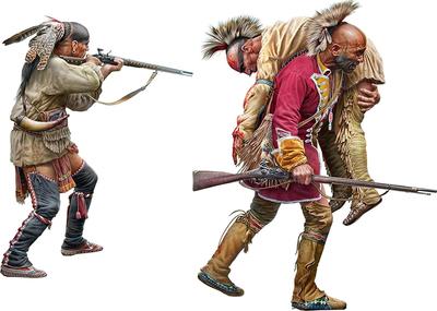 Master Box Indičtí váleční veteráni 3 Nativní američtí vojáci 18. století Plastový model MB35210 1/35 č.2