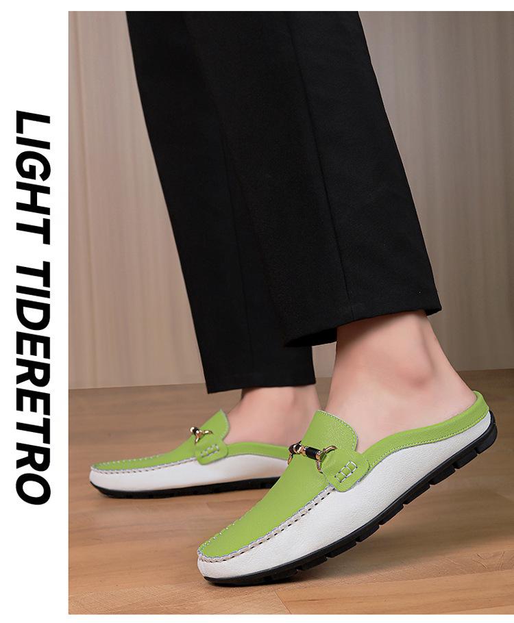 Men's British Style Breathable Casual Half Slippers - Large Sizes 45-47