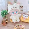 niannyyhouse 20cm Plush Clothes Kitten Hat White Wool Jumpsuit Cotton Doll Clothes Dress-Up (B)