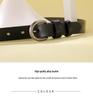 Women's Genuine Leather Black Thin Belt - Retro Fashion Accessory for Jeans