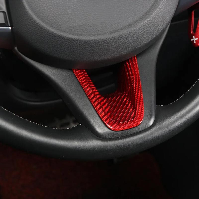 Red Red Carbon Fiber Steering Wheel Center Trim Cover For Genesis G70 2017 2018     G80 +
