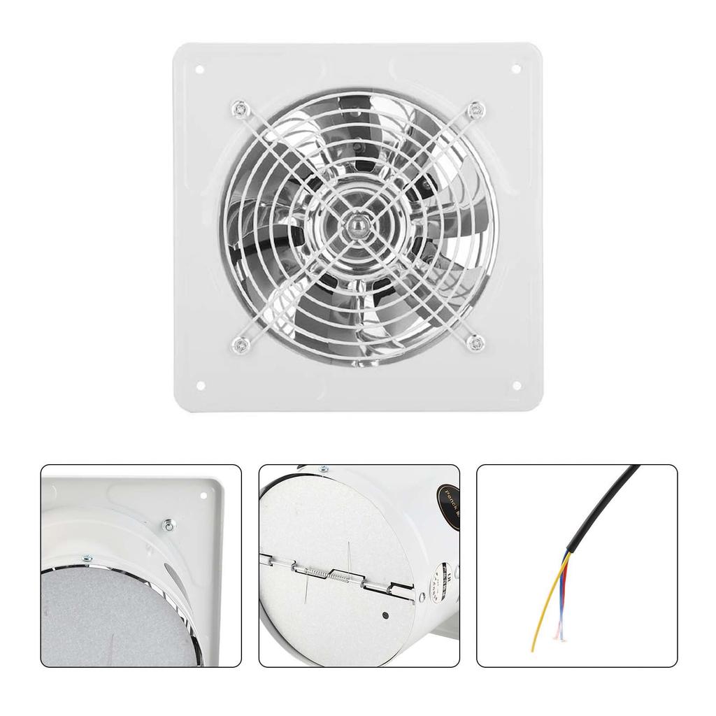 190mm 40W Wandmontage Afzuigventilator Laag Geluidsniveau Huis Badkamer Keuken Garage Ventilatie (Wit)