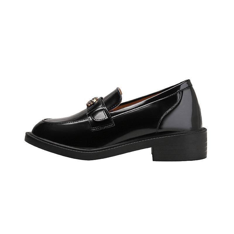 Small gold coins are versatile to increase the height of single shoes, autumn and winter velvet new one-pedal middle-heeled women's shoes