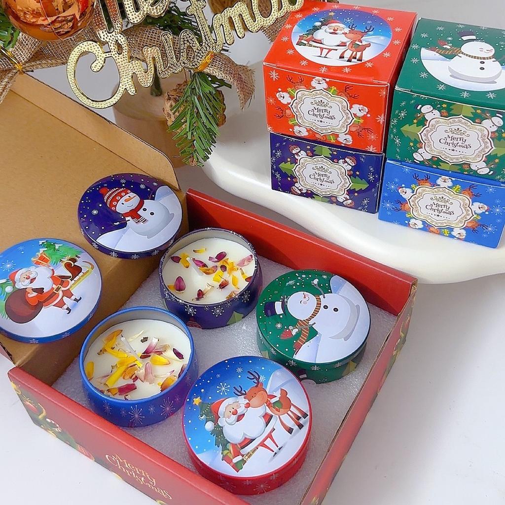 Christmas Candle Gift Box Aromatherapy Candle Set Plant Essential Oil Fragrance Aromatic Candle Holiday Gift