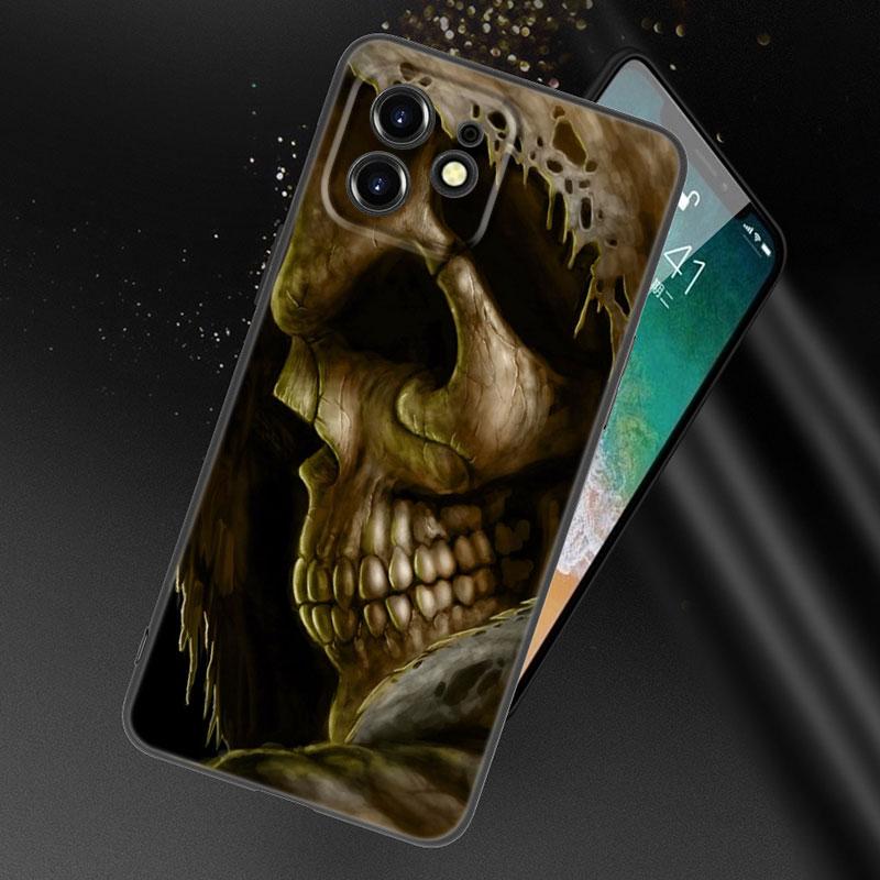 Satanic Scary Skull Phone Case For Apple iPhone 13 12 Mini 11 Pro XS Max X XR 8 7 6S 6 Plus SE 2020 5S 5 Soft TPU Black Cover