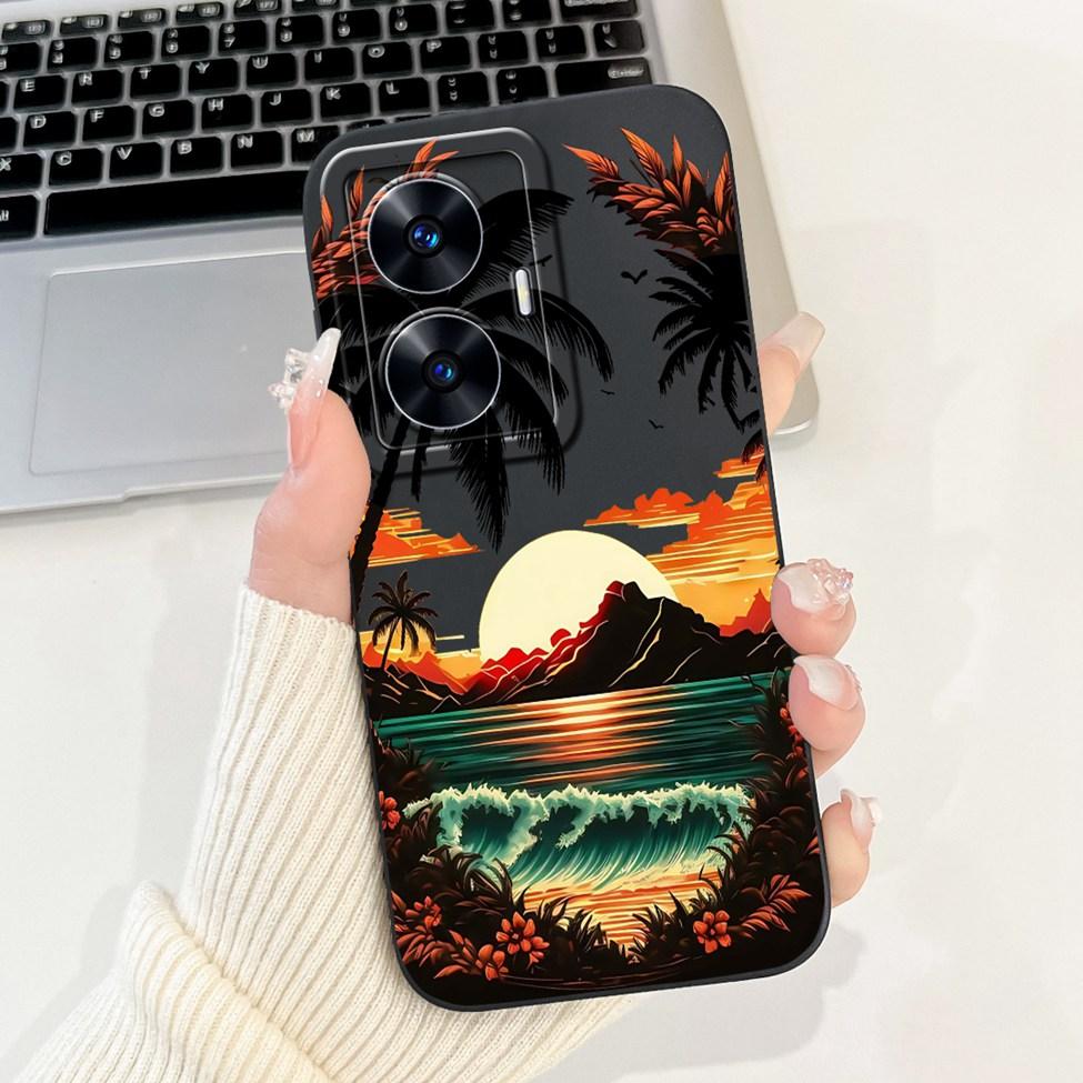 For Realme C55 Case RMX3710 Silicone Cute Cat Fashion Butterfly Flowers Love Painted Cover For Realme Narzo N55 Phone Case Funda