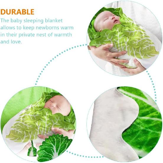 Baby Swaddle Blanket Cabbage Photo Blankets with Hat Infant Swaddle Wrap Unisex Blankets Memory Photography Background Props for Newborn Toddler