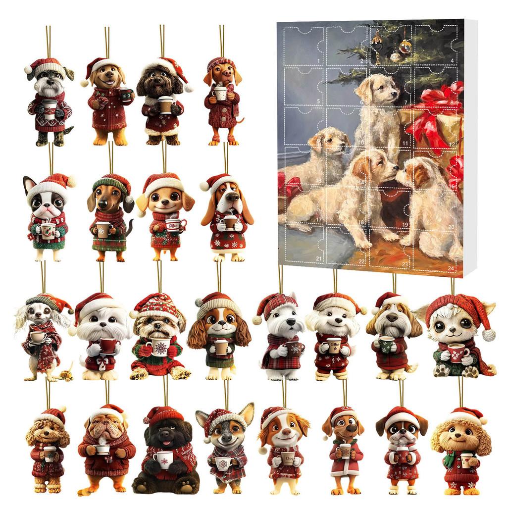 

Holiday Pet Dog Series Acrylic Christmas Ornaments For Tree And Gift Presentation Style F
