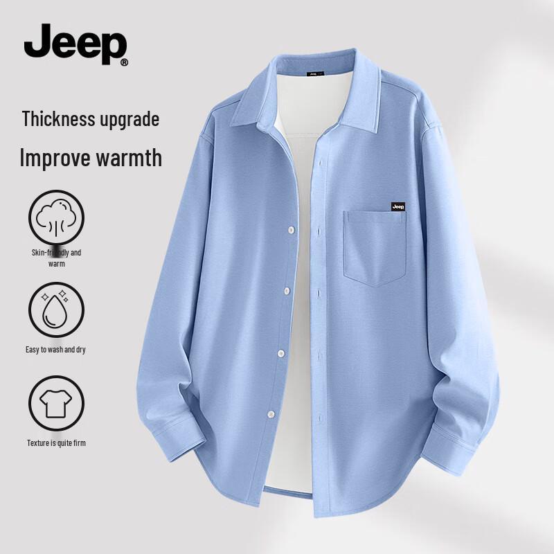 JEEP Men s Fleece-Lined Oxford Drop Shoulder Shirt 2XL