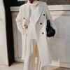 Lapel Double Breasted Woolen Suit Jacket Long Sleeve Solid Color Long Woolen Elegant Coat Female Clothing