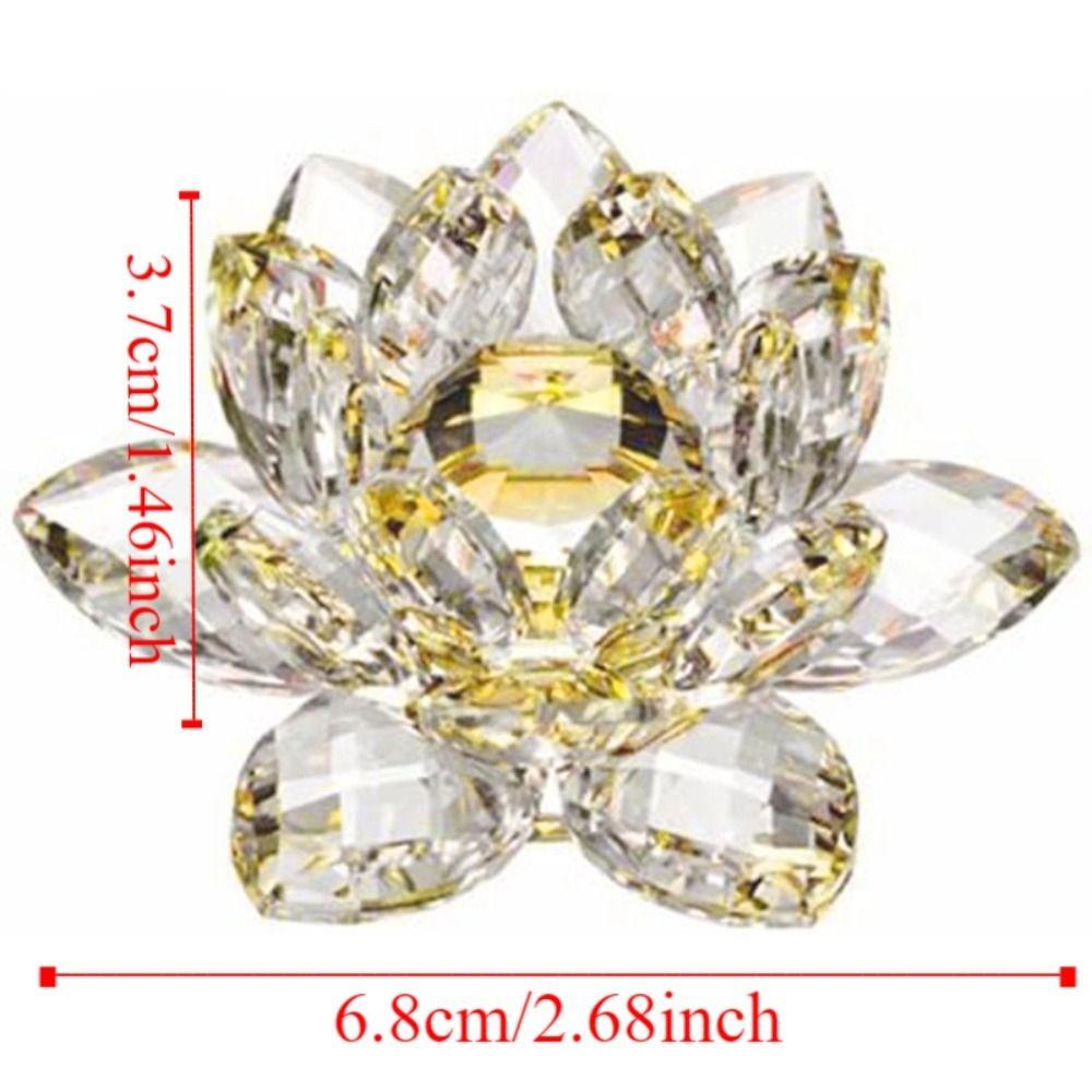 Fiori di Loto di Cristallo Riflessione del Colore Antiscivolo Robusto Vetro Fiore di Loto Decorazione Feng Shui 3 Strati Portafortuna Statuetta Fiore di Cristallo