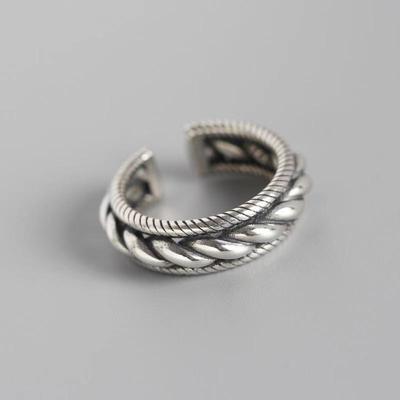 Retro 3-Strand Twisted Rope Ring For Men Women Punk Gothic Open Ring Unisex Accessories Handmade Designer Zircon Gift For Lover