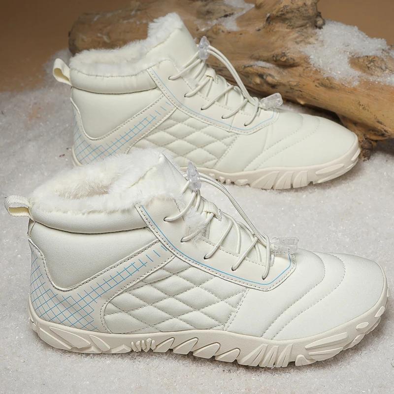 Men's Snow Barefoot Casual Shoes Outdoor Waterproof Work Shoes Warm Fur Men's Ankle  Chelsea Boots Men  Non Slip