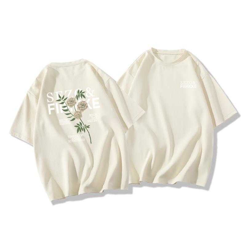 Ladies Summer Short Sleeve Round Collar Casual Letter Printed Teenager Oversize Cotton T Shirt Top