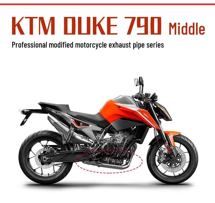 DUKE790 Titanium Mid-Section Exhaust Pipe with Back Pressure Chamber & 3-Way Catalytic Silencer