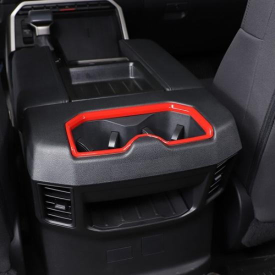 Red Rear Cup Holder Trim Bezel Cover For Toyota Tundra Sequoia -2024