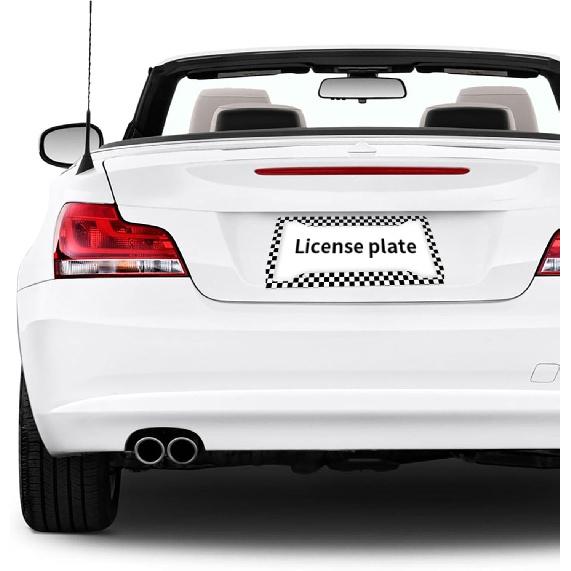 Black White Check Race Flag License Plate Frame - 1 Pcs Funny Aluminum Car License Plate Cover Black White Checkerboard License Plate Holder