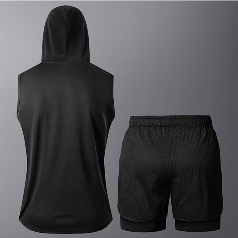 Tank Top + Shorts Sets Men Summer Tennis Activewear Running Basketball Training Wear Sleeveless Vest 2 Pcs Tracksuit