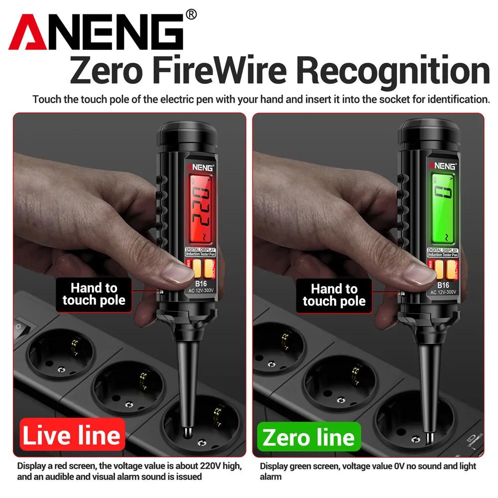 New High Precision ANENG B16 NonContact Voltage12V To 300V with LCD Backlight Flashlight Sound Light Alarm Auto Power Off for Electrician Testing Tool