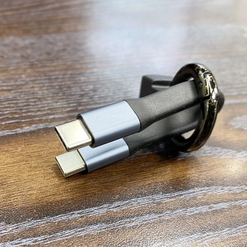 Short USB Type C Charging Cable with Keyring 3A Rapid Transfer Power Cord for Portable Devices