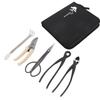 5-delige Bonsai Gereedschap Set Kit Koolstofstaal Bonsai Scharen Harken Takkenknipper Snoeischaar Tang Tuingereedschap
