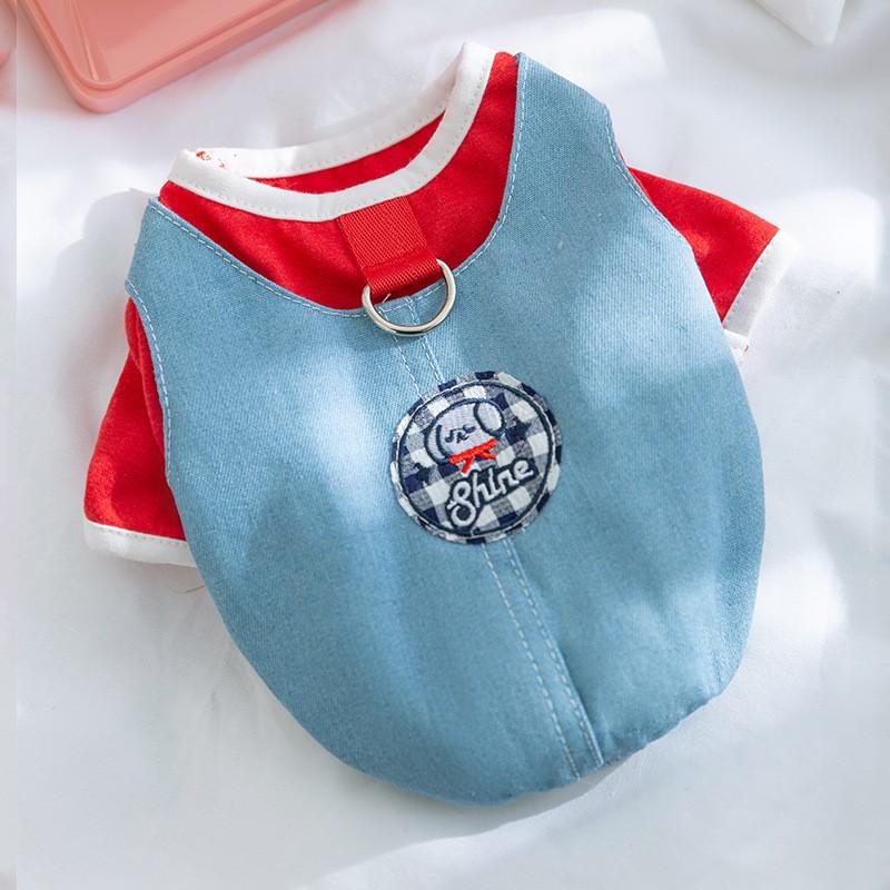 Vestido Vaquero Primavera-Verano: Falda de tirantes estilo Hong Kong para perros y gatos